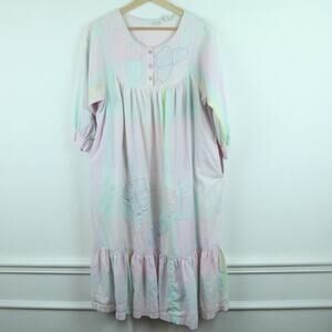 Vintage Medium Housedress Pastel Plaid Butterfly Cottagecore 80s Feminine Granny